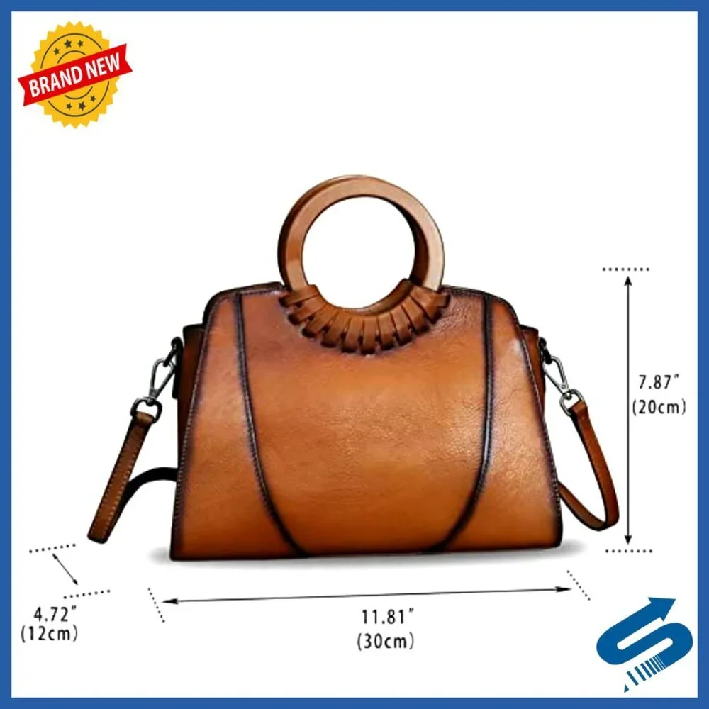 Genuine Leather Satchel Crossbody Shoulder Bag Top Handle Purse